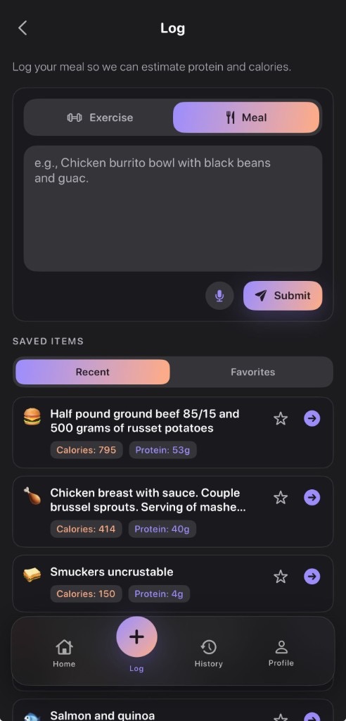 VibeLog AI meal logging